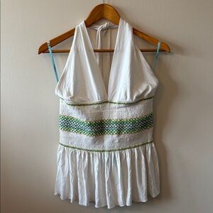 Marciano White and Green Crop Top